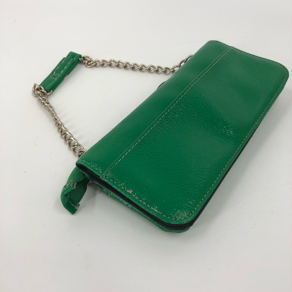Target Green Faux Patent Leather Chain Strap Bi-fold Womens Wallet Clutch - Picture 11 of 12